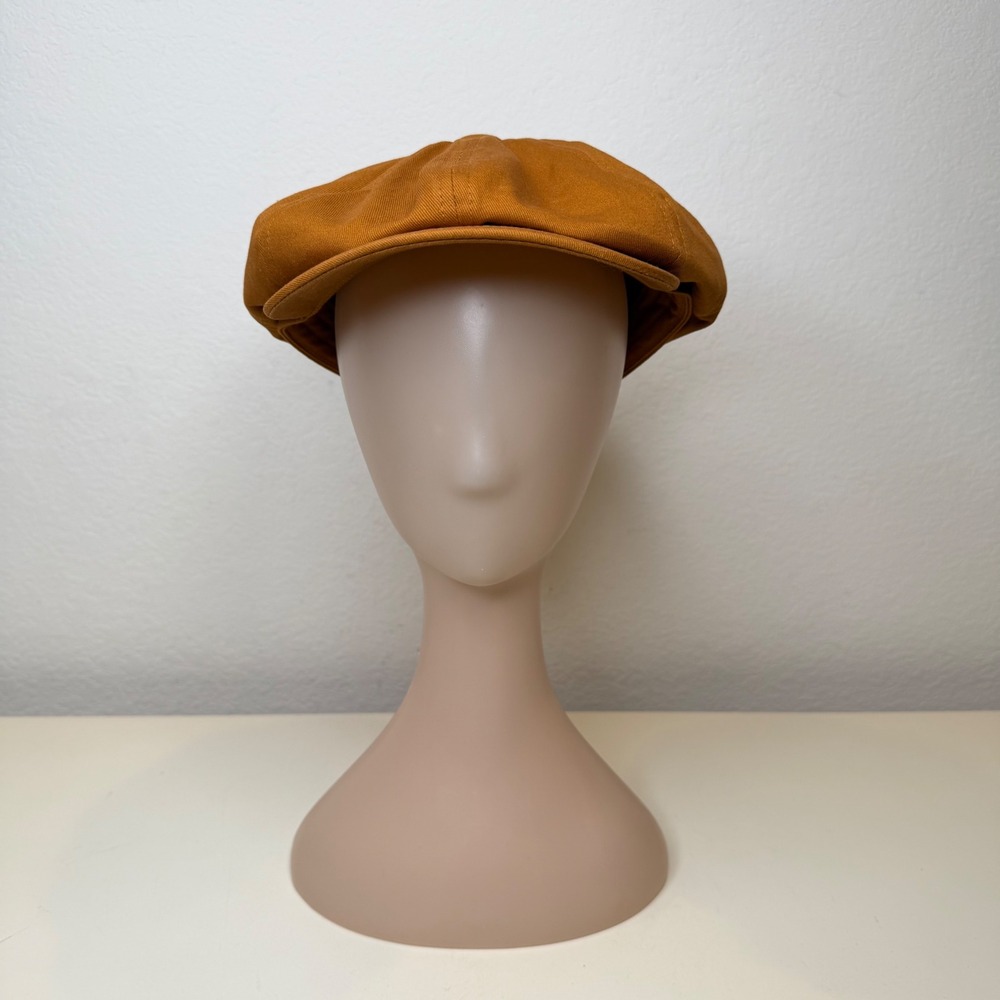 Botvela Newsboy Cap Mens Mustard Yellow Cotton 8-Panel Gatsby Flat Hat 59cm